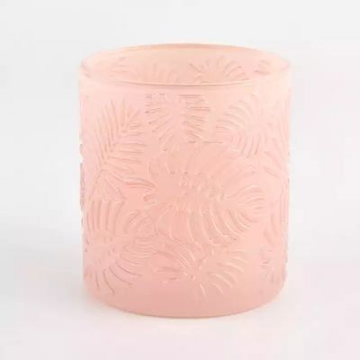 luxury 6oz glass candle jars with luxury pattern and customized color for wholesale