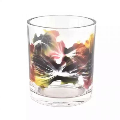 8oz special decoration ink painting glass candle jar