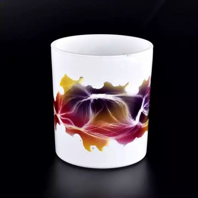 Newly design 6oz white color with handmade paint glass candle holders for supplier