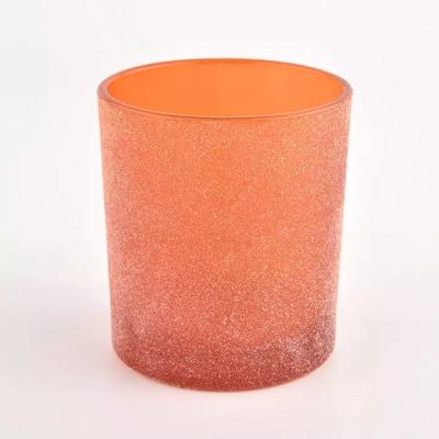 frosted frozen effect colorful glass 10oz candle jar sand touching