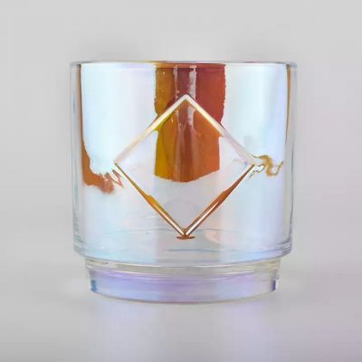 large Iridescent glass candle jars for home decoration