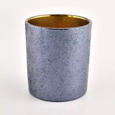 Wholesale 8oz 10oz luxury metal effect on the glass candle holder for wedding