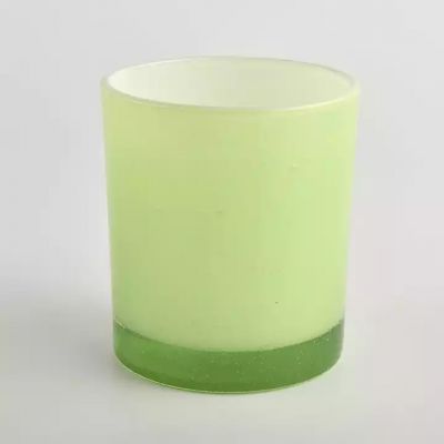 glass candle vessels green color candle holder in bulk