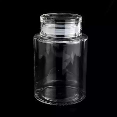 Newly design 1000ml cylinder customized glass candle holder with lids for wholesale