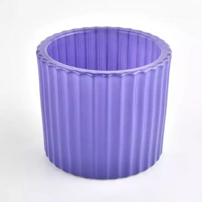 new design stripe purple glass candle jar for decoration