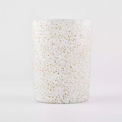 10oz 12oz white & gold decoration glass candle jar