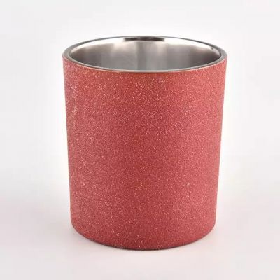 Stock 8oz 10oz diamond red effect glass candle holder for wholesale