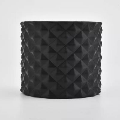 diamond pattern matt black candle jars