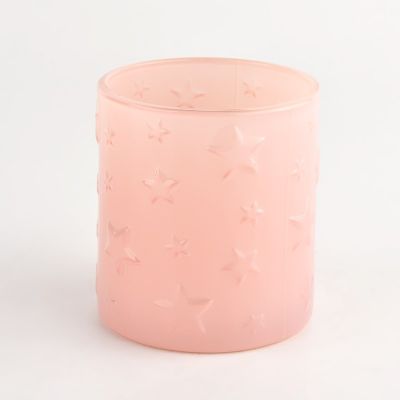 star embossed pattern colored glass candle holders for Mothers Day