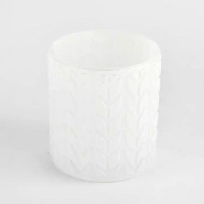 white embossed glass vessels for candles cylinder candle jars