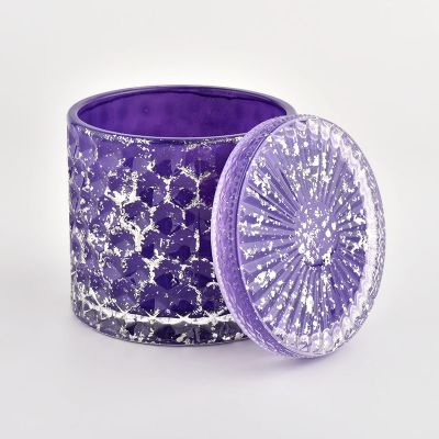 440ml purple with shinning effect glass jar with lids for home deco