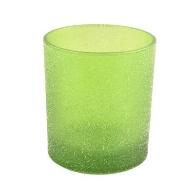 Decorative dyed green candle glass jar for home and wedding