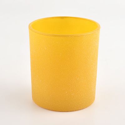 bright yellow glass jars for candle making, 8oz colorful glass vessels