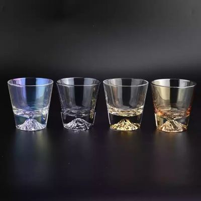 Newly design customize color glass candle holder with mountain design for wholesale