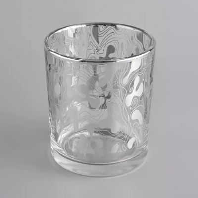 Newly design 400l cylinder decal outside glass candle vessel for wedding decor supplier