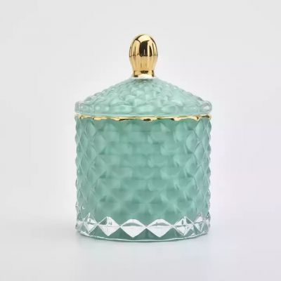 Luxury Blue Glass Candle Containers with Lids Wholesale
