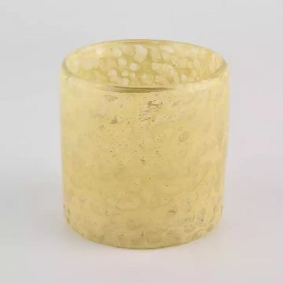 Wholesale yellow 280ml cylinder glass candle holder for wedding