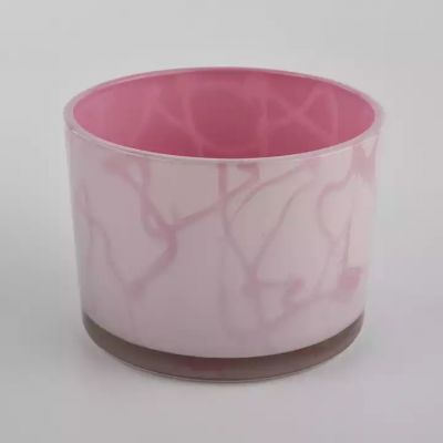 Wholesale 14OZ pink color cylinder glass candle holder for supplier