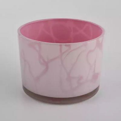 Wholesale 14OZ pink color cylinder glass candle holder for supplier
