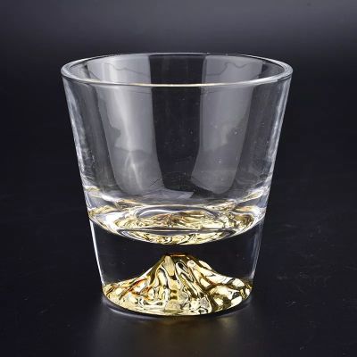 heavy bottom glass candle container, transparent yellow glass candle vessel 7 oz