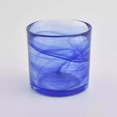 Blue glass container, unique glass candle jar wholesales