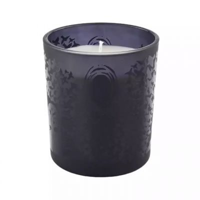 Black glass candle vessels with full decal printing