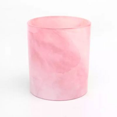 Hot sale lovely pink cloud effect on 300ml the glass candle holder for wedding