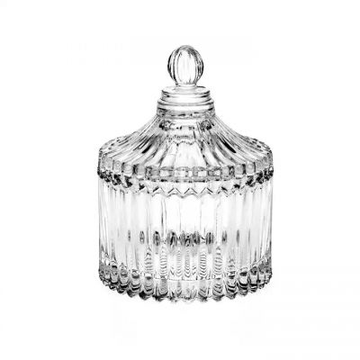 high white votive small glass candle holder with lid with stripe pattern