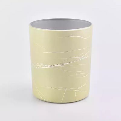 Luxury 10oz ,12oz ,14oz 400ML electroplating spray cylinder wholesale glass candle holder in bulk