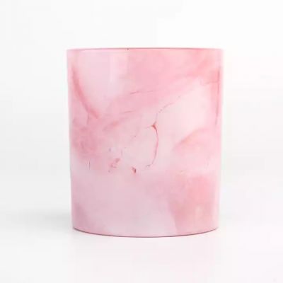 custom pink cloud marble glass candle vessels