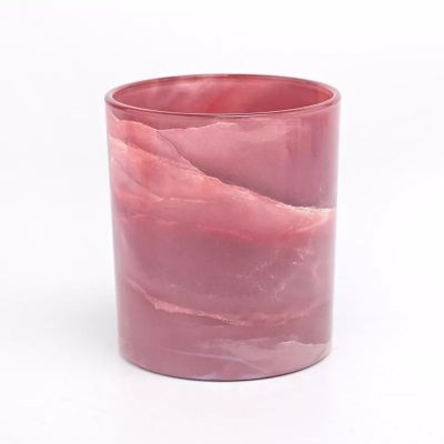 Newly design customized color stone effect on the glass candle holder for home deco