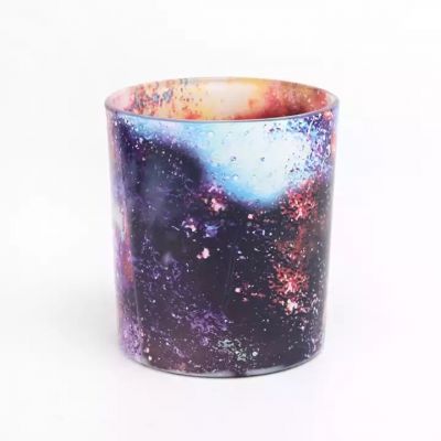 Newly design night sky effect customized on the 2oz -20oz glass candle holder for supplier