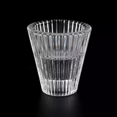 30ml 1oz V shape glass candle jar with stripe pattern