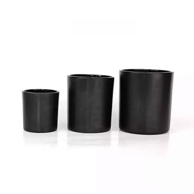 Custom 540ml 350ml 130ml black matte candle jar luxury empty matte black candle holder