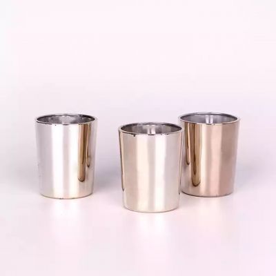 Home decoration empty 100ml round glass candle jars cup vessels with electroplating