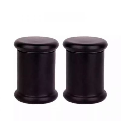 matte Black decoration round shape glass candle holder