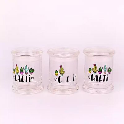 Custom 7oz 200ml empty clear glass candle jar container vessel with glass lid for candle making