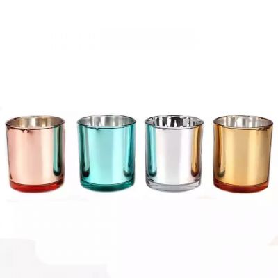 Hot sell 10oz 300ml Electorplated colorful rose gold glass candle jar vessel for decoration candle making