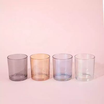 Wholesale Custom 4oz 8oz 10oz 12oz 16oz 230Ml 320Ml 500Ml Iridescent Candle Vessel Empty Colored Electroplated Glass Candle Jars