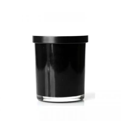 candle jars black 10 oz shiny glossy luxury high quality candle container with metal lid