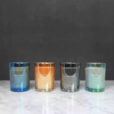 Wholesale 8oz 10oz 12oz 16oz 230Ml 320Ml 500Ml Iridescent Candle Jar With Box Popular Style Empty Candle Jars For Candle Making