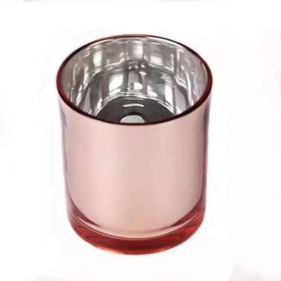 Wholesale Luxury Electroplate candle jars with bamboo lid Empty glass candle jars for candle making