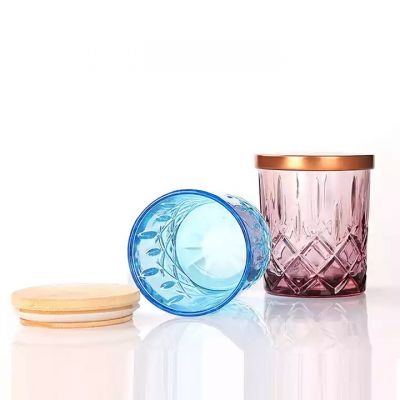 Wholesale Colorful 300ML 10OZ Glass Candle Jars With Lid Candle Vessel For Candle Making