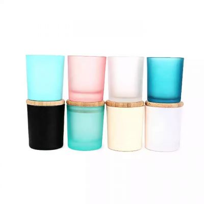 hot sell Custom Luxury 200ml, 300ml 500ml 8oz 12oz 16oz Soy Wax Scented Candle Glass Jar holder with wood lid for candle making