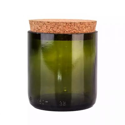 For sale 300ml round green candle jar empty glass candle container with cork