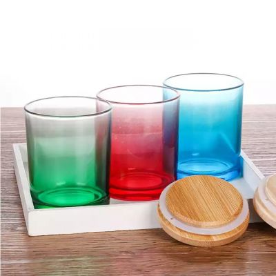 200ml colorful glass essential oil candle jar glass candle holders with lid