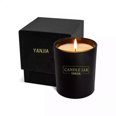 Luxury Custom Matte Black Candle Jar With Lid Empty Glass Vessel Candle Jar With Box