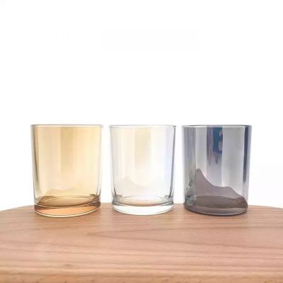 Creative Colored Electroplated Small Candle Jar Aromatic Candle Container Glass Candle Jar with Lid