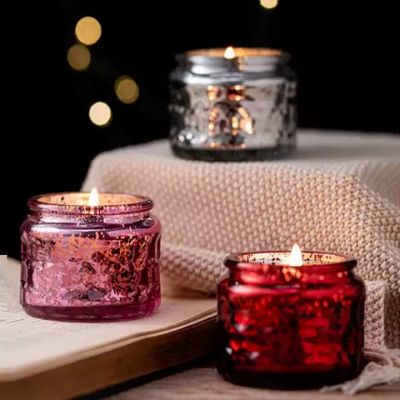 New design DIY color relief starry sky candle holder creative small candle jar glass with lid