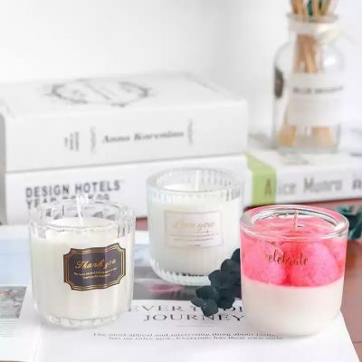 Luxury empty unique transparent gray glass candle jar 250ml 300ml aromatherapy candle for aromatherapy